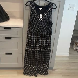 JJill black and cream midi tank dress.